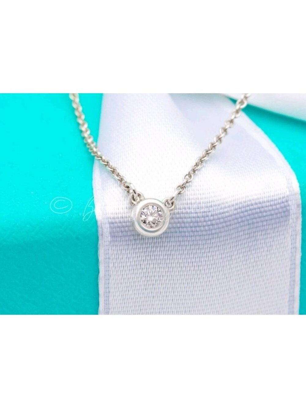 Tiffany & Co. Necklace Elsa Peretti Diamonds by the Yard Pendant in Silver .10ct